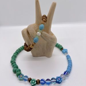 Beachy handmade beaded bracelet with matching choker